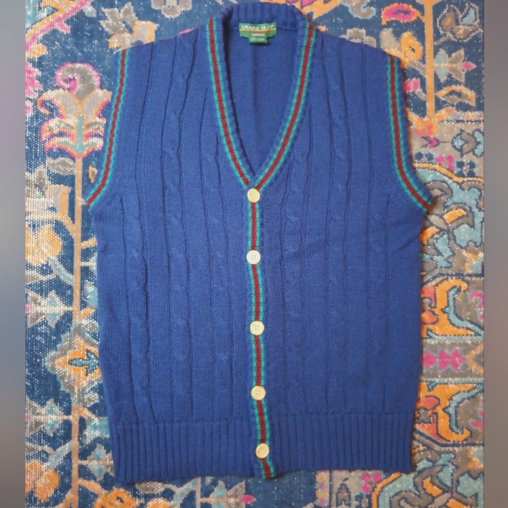 Vintage Grand Slam Knit Button Front Vest